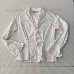 Anne Fontaine Elegant Fleur Popeline White Cotton Blouse